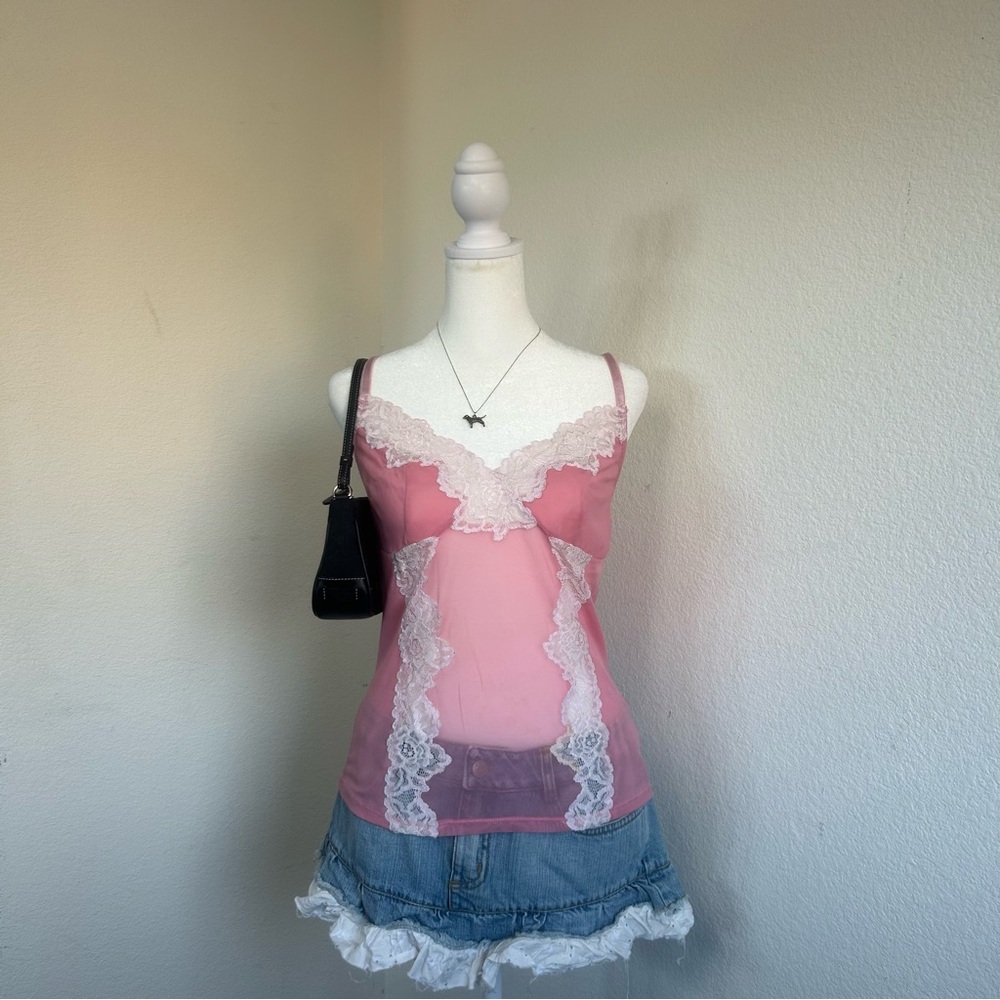 Pink Lace Trim Cami